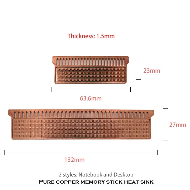 Disipador de calor de cobre puro para refrigeración de memoria de escritorio de portátil, radiador enfriador de computadora VRAM - imagen 5