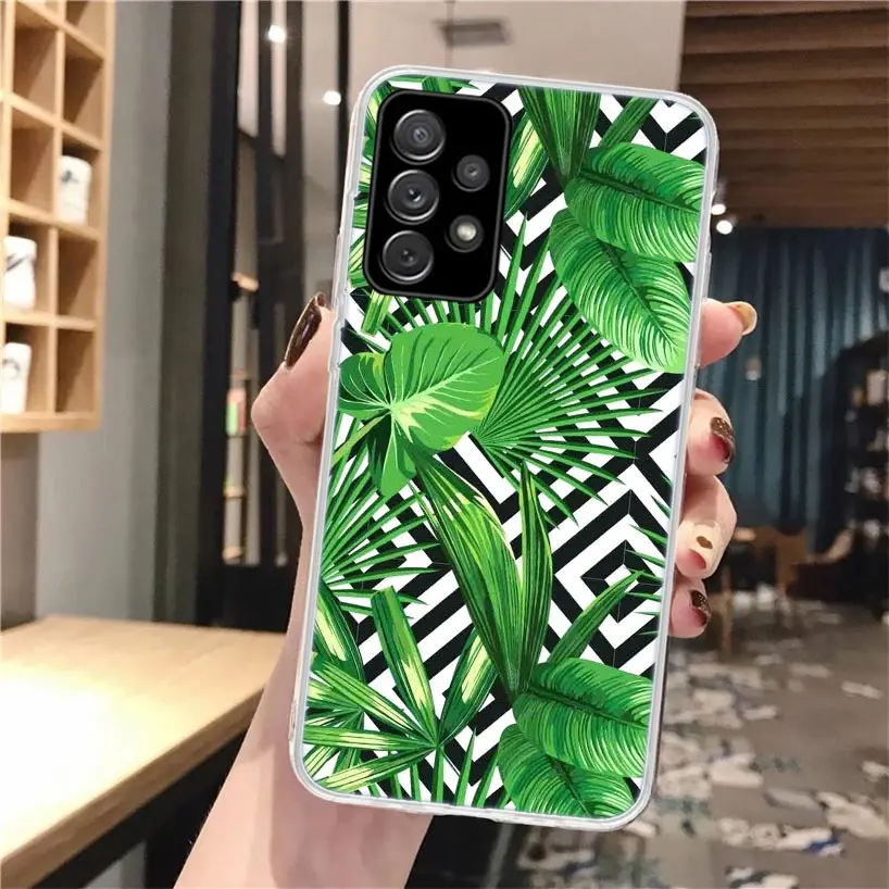 Funda de teléfono de hojas verdes de plantas tropicales de verano para Samsung Galaxy A56 A55 A54 A53 A16 A15 A14 A13 A36 A35 A34 A33 A26 A25 A24 A23 - imagen 4