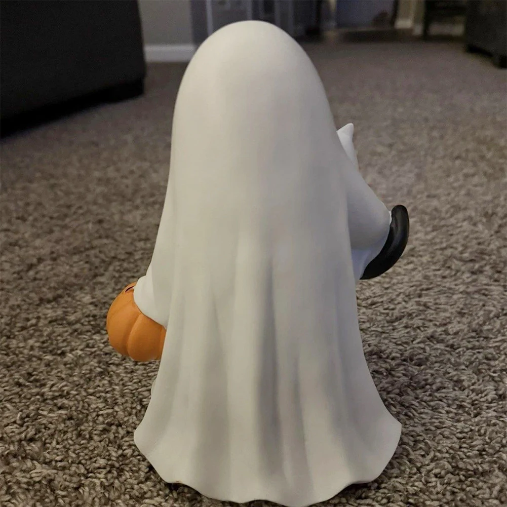 Estatua de gato con fantasma de Halloween, estatuilla de resina de fantasma espeluznante de calabaza, gato abrazo para fiesta de Halloween - imagen 4