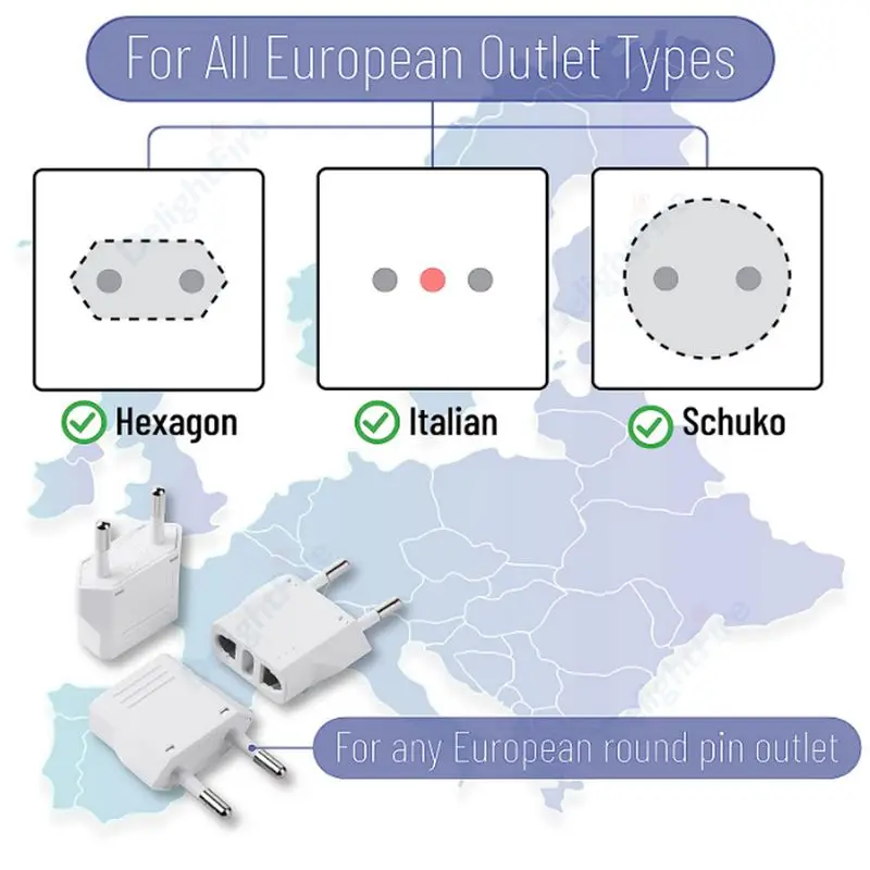 Adaptador de enchufe europeo CN AU JP, adaptador de enchufe de EE. UU. a UE, adaptador de viaje, convertidor de enchufe eléctrico KR Euro, toma de corriente CA, 1-100 Uds. - imagen 5