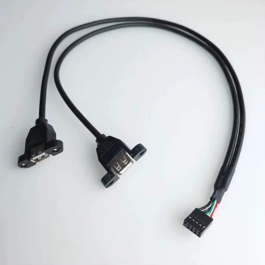 Cable Extensión USB 2.0 9 Pines a 2 Puertos Conector Dupont