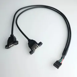 Cable Extensión USB 2.0 9 Pines a 2 Puertos Conector Dupont