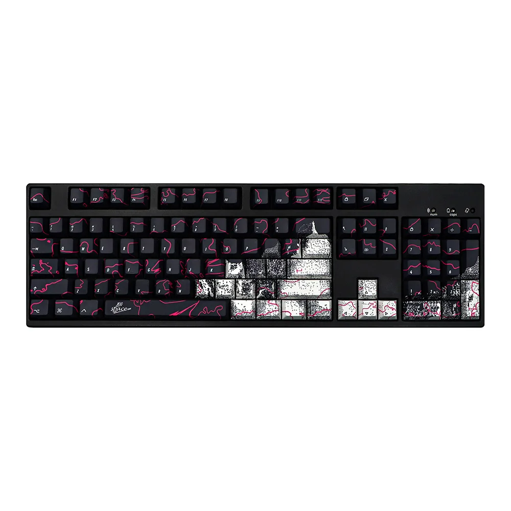 Conjunto de teclas montadas en teclado de muestra