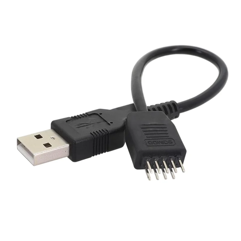 Cable de conversión USB a 9 pines, divisor USB A macho a conector macho de 9 pines, Cable de extensión USB 2,0, Cable de datos interno de placa base de PC - imagen 4