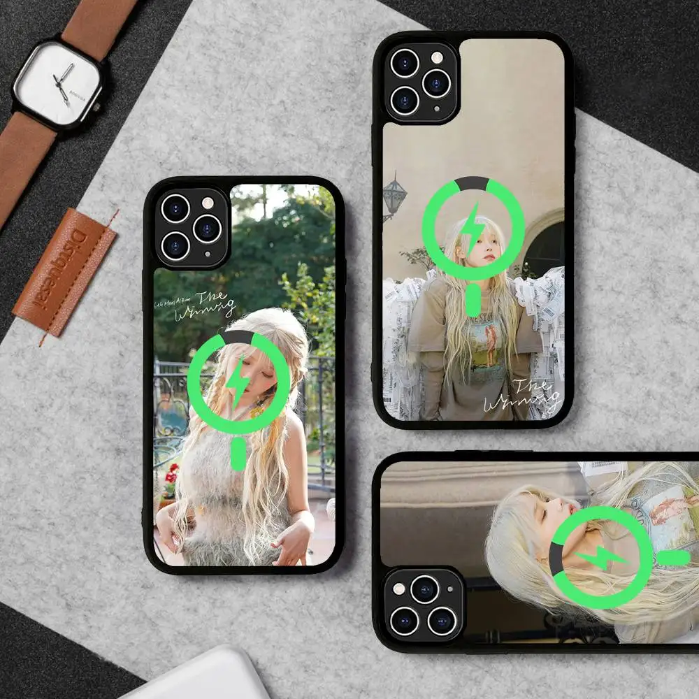 한국 가수 L-Lee J-Ji E-Eun I-IU 폰 케이스 마그네틱 케이스 아이폰 16 14 15 프로 맥스 플러스용 맥세이프 무선 충전 커버 - imagen 3