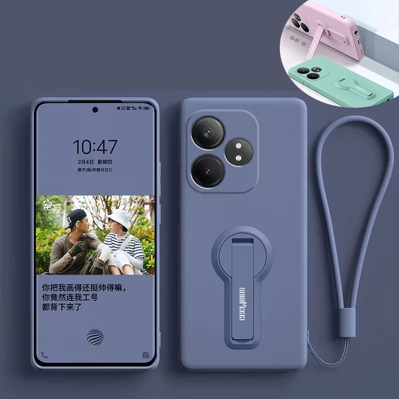 Funda de silicona para teléfono Realme GT 6 6T GT6, funda protectora suave con soporte, película protectora de pantalla