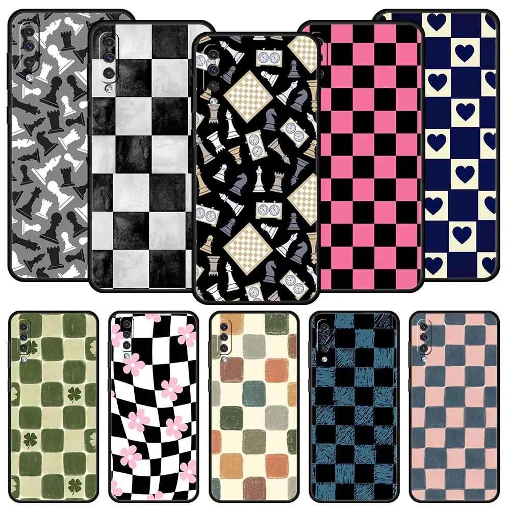 Funda de tablero de ajedrez para Samsung A56 A36 A26 A54 A52 A24 A14 A50 A72 A70 A06 A12 A22 A34 A42 A32 A04s A16 5G