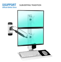 Soporte pared para monitor 15‑24 pulgadas brazo gas bandeja teclado