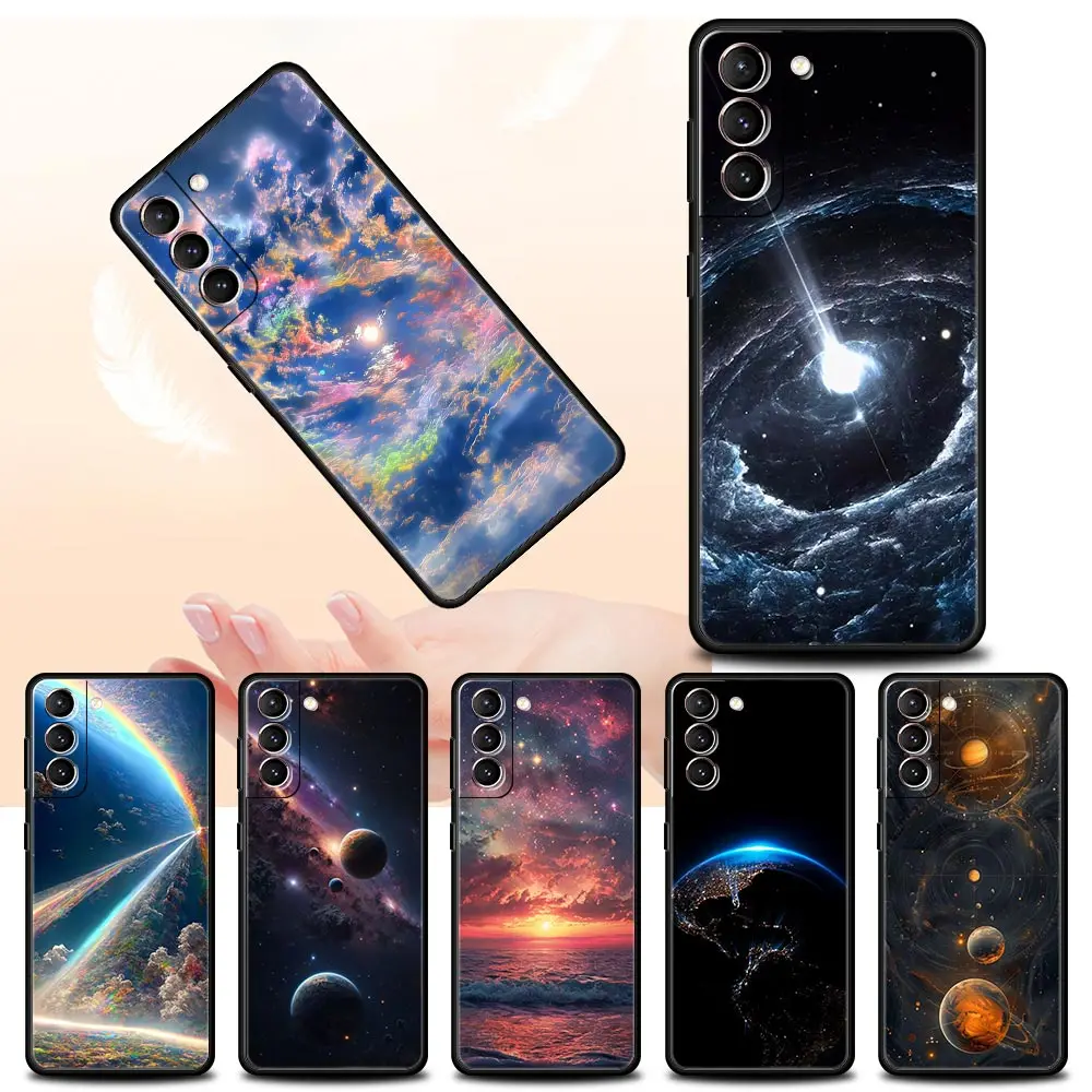 Funda de teléfono Earth Stars Space para Samsung Galaxy S24 S23 S22 Ultra S20 S21 FE 5G S10 S9 Plus S10E S8 S7 Edge, funda de silicona suave