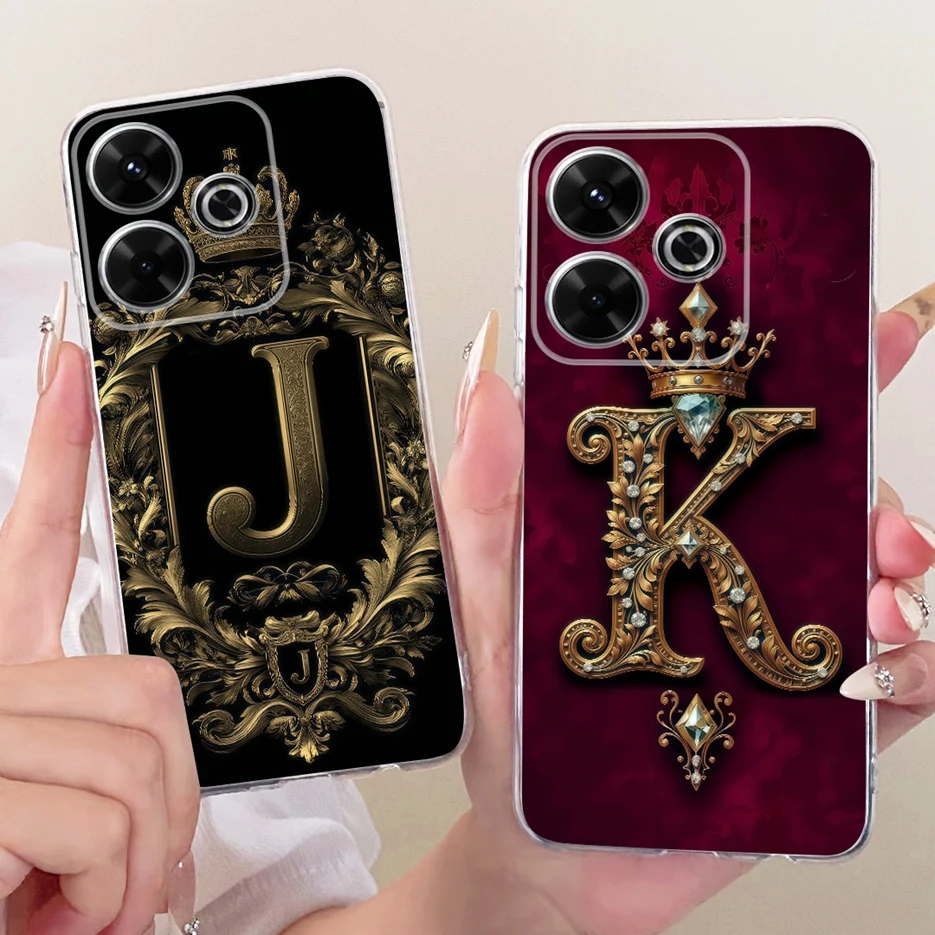 Para Xiaomi Redmi 13 funda Redmi 13X nueva funda de lujo con letras de corona funda de teléfono suave y delgada para Xiaomi Redmi 13X Redmi13 Fundas Coque