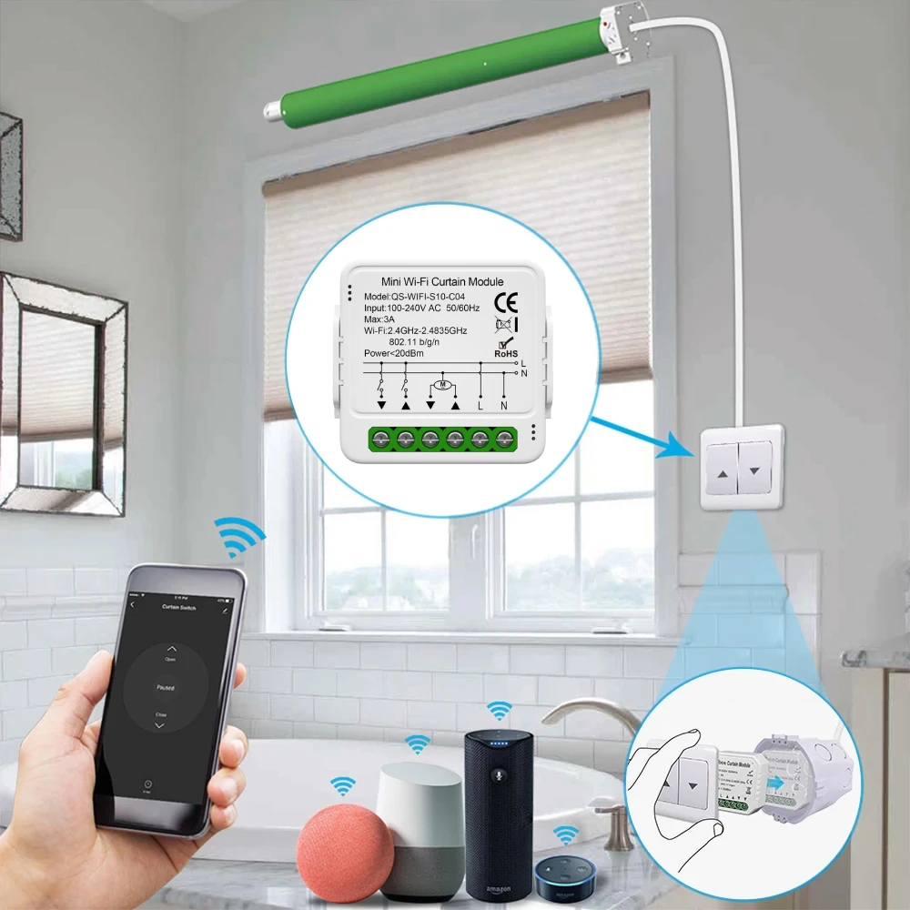 Tuya WiFi inteligente ZigBee módulo de cortina persianas persiana enrollable Motor eléctrico interruptor de cortina inteligente funciona con Alexa Google Home - imagen 2