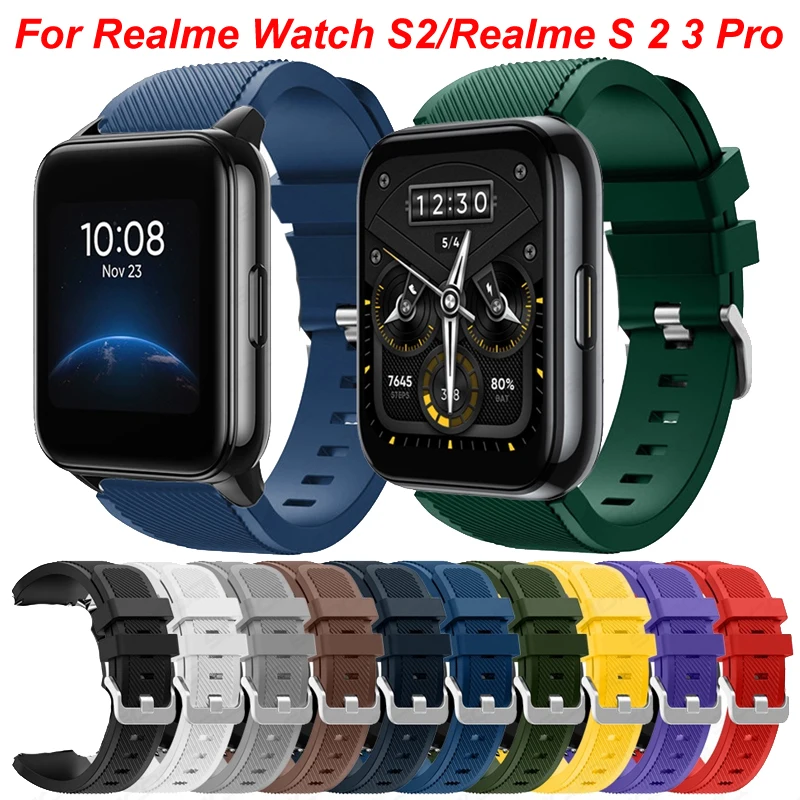 Correa de silicona de 22mm para Realme Watch 3 3 Pro, correa de reloj para Realme Watch 2 2Pro S S Pro/Realme Watch S2, pulsera deportiva