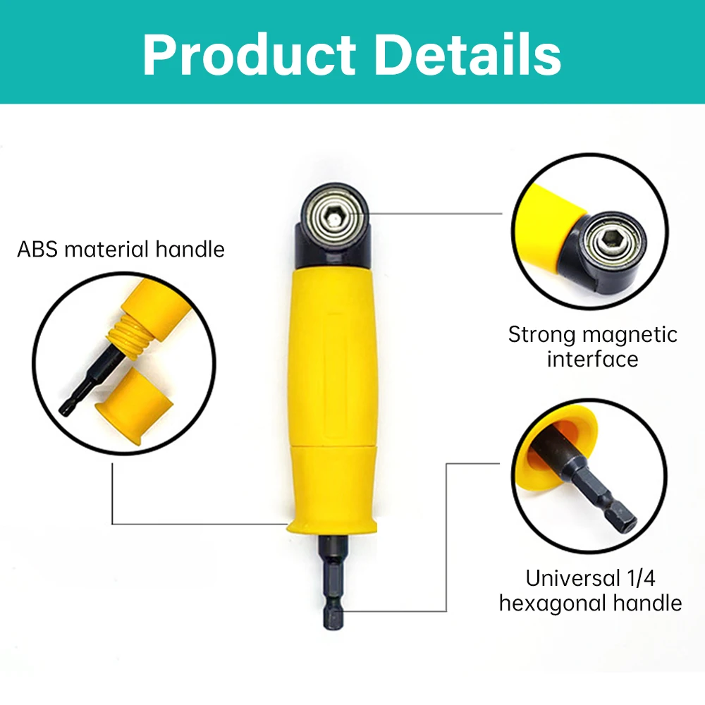 Cabezal de lote eléctrico de 90 grados, extensión de mango hexagonal, taladro universal de alto torque, accesorios de herramientas con cabezal de destornillador - imagen 3