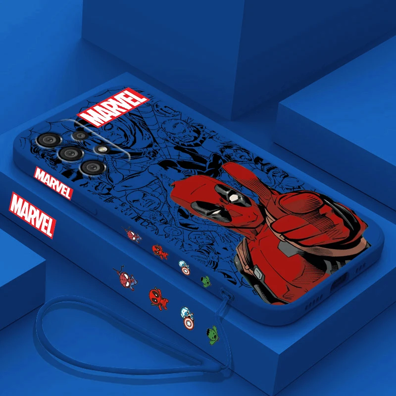 Funda de teléfono de superhéroe de Marvel Deadpool para Samsung, A55, A53, A33, A52, A32, A71, A51, A21S, A35, A25, 5G, cuerda líquida izquierda - imagen 2