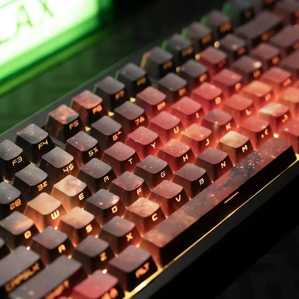 J. Teclas KDK Nebula Universe, perfil OEM, teclas PBT de 5 lados con tinte sub, grabadas lateralmente, brillantes para diseño 61/68/75/84/96/98 - imagen 3