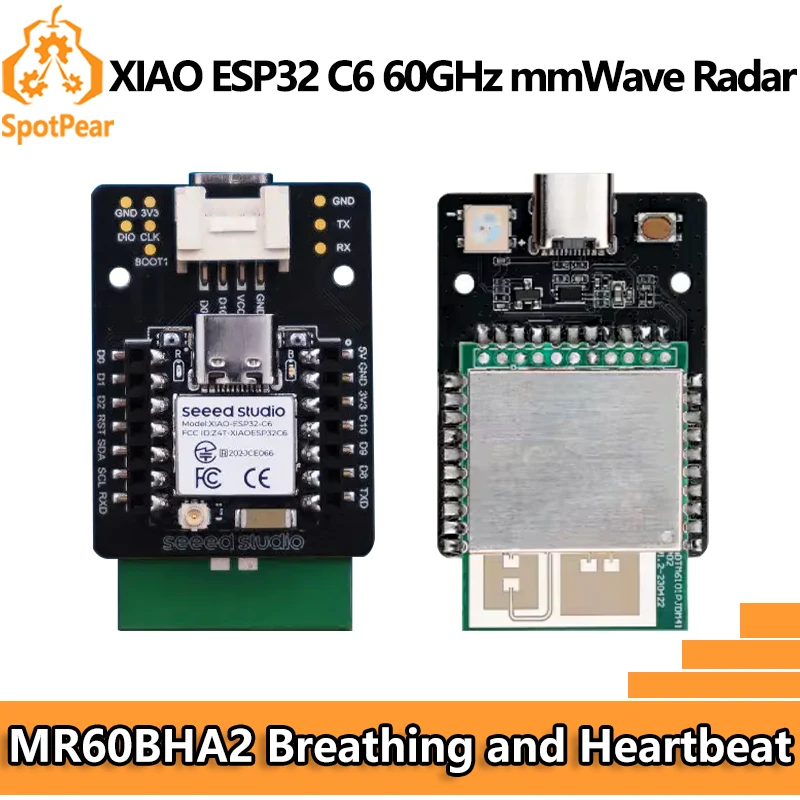 XIAO ESP32 C6 con MR60BHA2 60GHz mmWave Radar Sensor de detección de respiración y latido del corazón ESPhome asistente doméstico para SeeedStudio