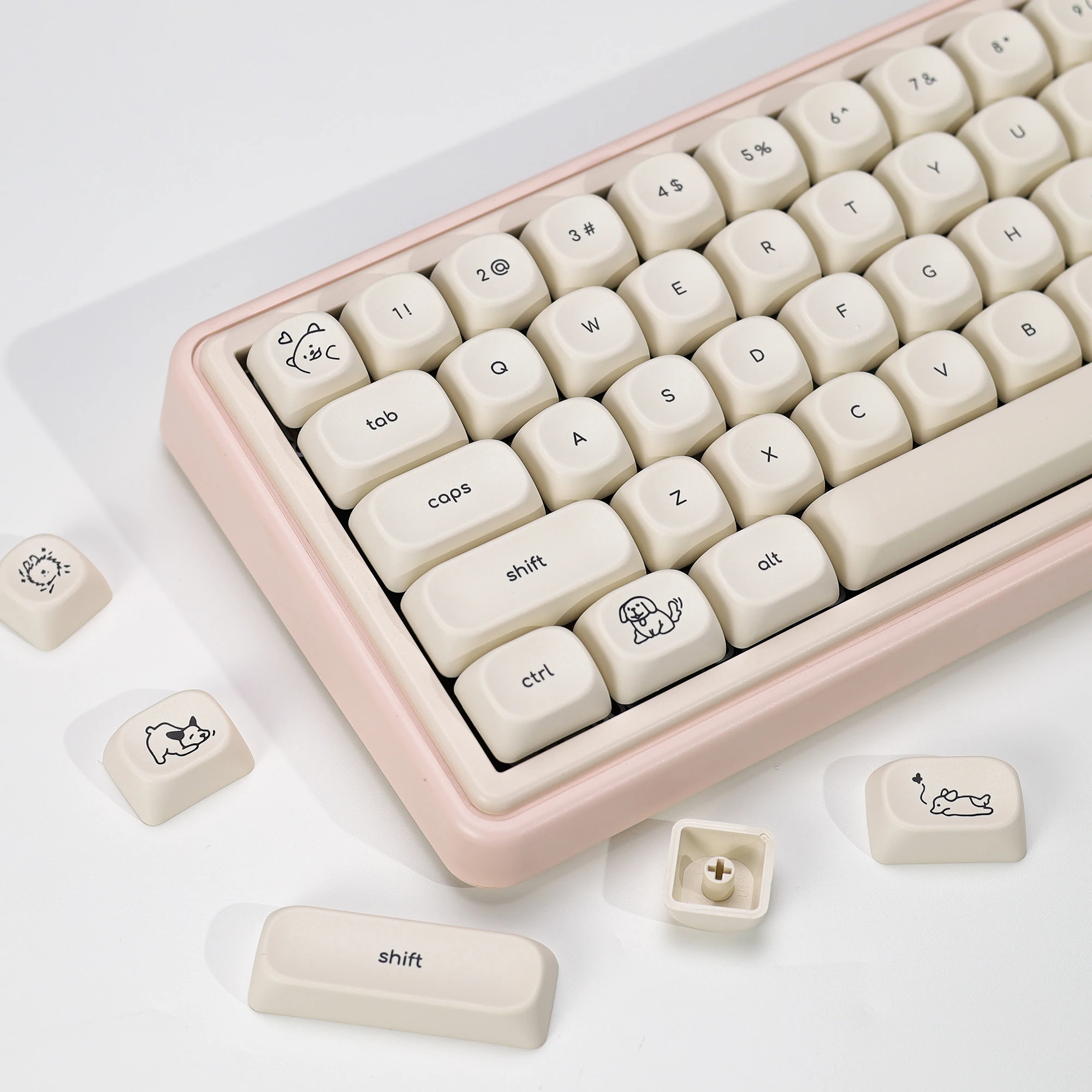 KBDiy-teclas de perro bonito PBT, estilo minimalista, perfil KOA, teclas personalizadas DIY Alice ISO para teclado mecánico para juegos de 60 Wooting - imagen 3