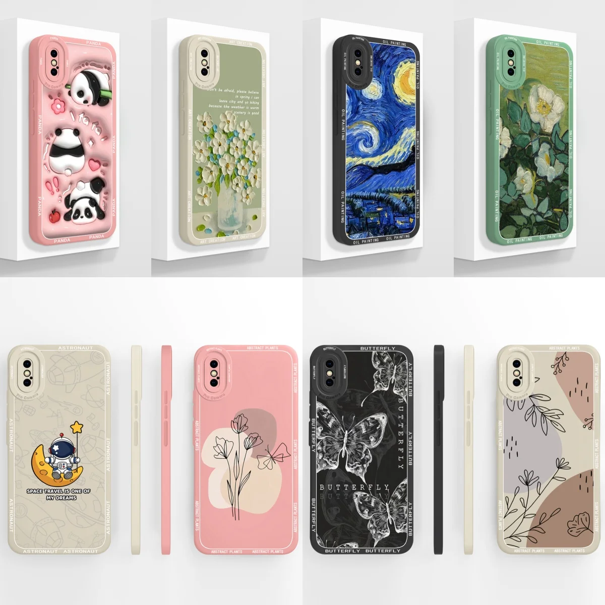 Funda de silicona líquida anticaída para iPhone X XS Max, carcasa trasera con pintura al óleo, suave