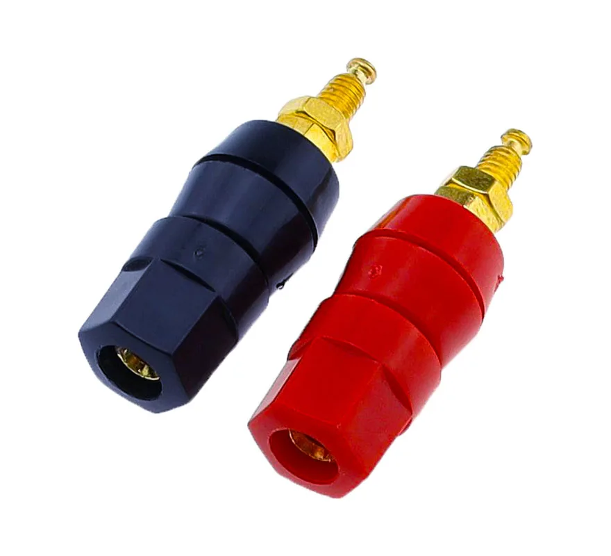 1 par (negro + rojo) terminales Rojo Negro conector amplificador Terminal vinculante poste Banana altavoz enchufe Jack adaptador enchufe - imagen 2
