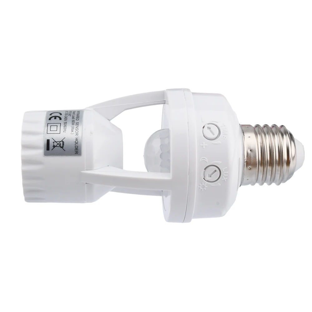 E27 PIR Sensor de movimiento interruptor de luz AC100-240V E27 Base de lámpara interruptor inteligente bombilla portalámparas interruptor de Sensor infrarrojo