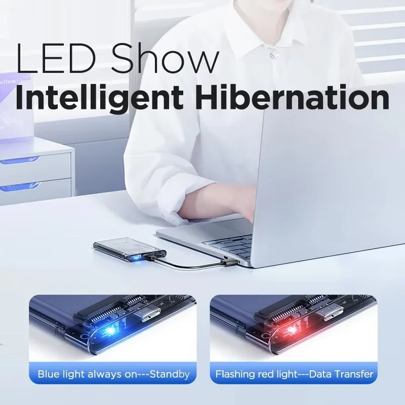 Caja HDD de 2,5 pulgadas SATA a USB 3,0, carcasa de disco duro para disco SSD, caja HDD USB C 3,1 Gen 2, carcasa HD externa - imagen 4