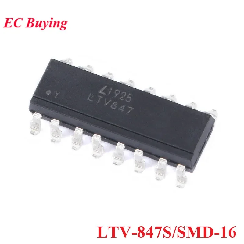 10 unids/lote PC847 LTV847 LTV847S DIP-16 SMD-16 salida de Transistor fotoacoplador IC controlador Chip nuevo Original - imagen 2
