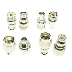 Adaptador coaxial RF SO-239 PL-259 a BNC UHF macho-hembra ángulo recto