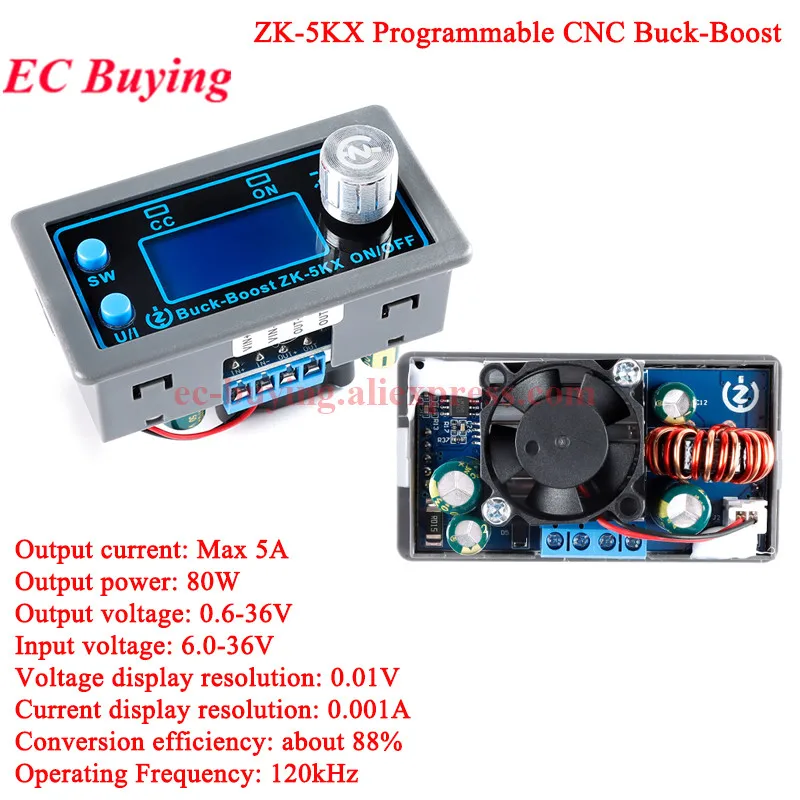 ZK-4KX 5KX DC Buck Boost módulo convertidor CC CV potencia reductor 0,5-30V 4A 0,6-36V 5A 5V 6V 12V 24V 80W ajustable regulado - imagen 5