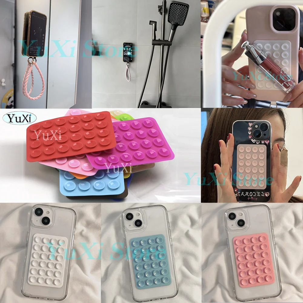 Funda de silicona con ventosa para teléfono, soporte desmontable, almohadilla con ventosa de goma para Selfies y vídeos, almohadilla fija, 2 uds. - imagen 5