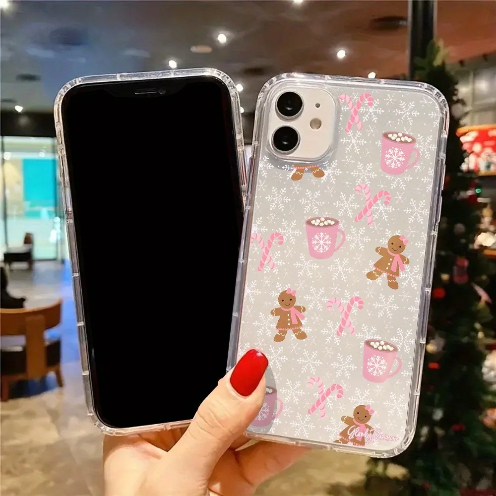 Funda de teléfono transparente con diseño de hombre de jengibre, estética, nieve navideña, para Iphone 17 16 11 15 14 13 12 Pro Max XR XS 7 8 Plus SE2 - imagen 4