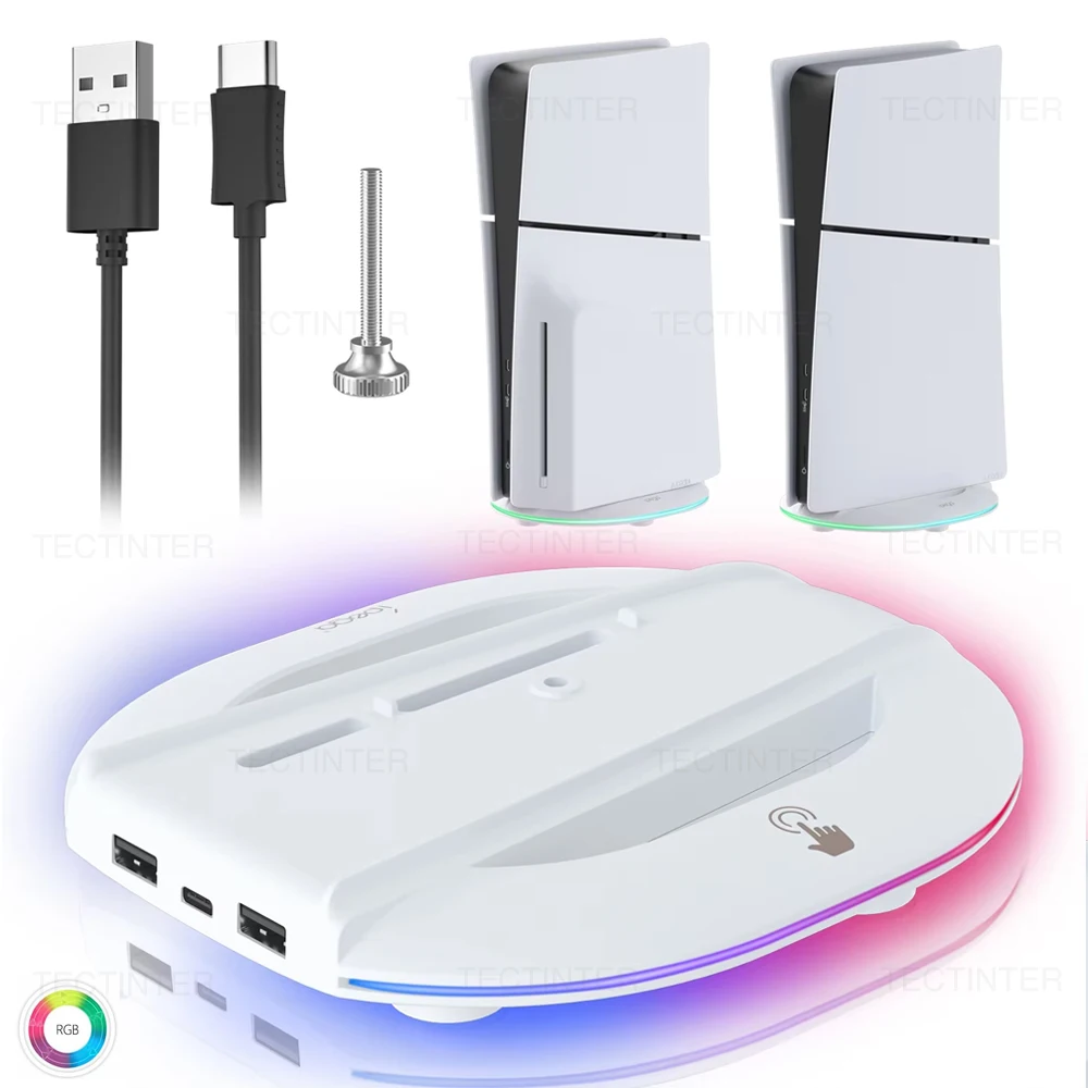 Soporte de refrigeración Vertical con luz RGB para disco delgado PS5/consola de edición Digital soporte de Base antideslizante para accesorios PS5 - imagen 2