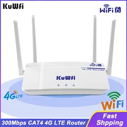 KuWFi Router 4G LTE WiFi6 - 300Mbps con Antena Externa y Ranura SIM