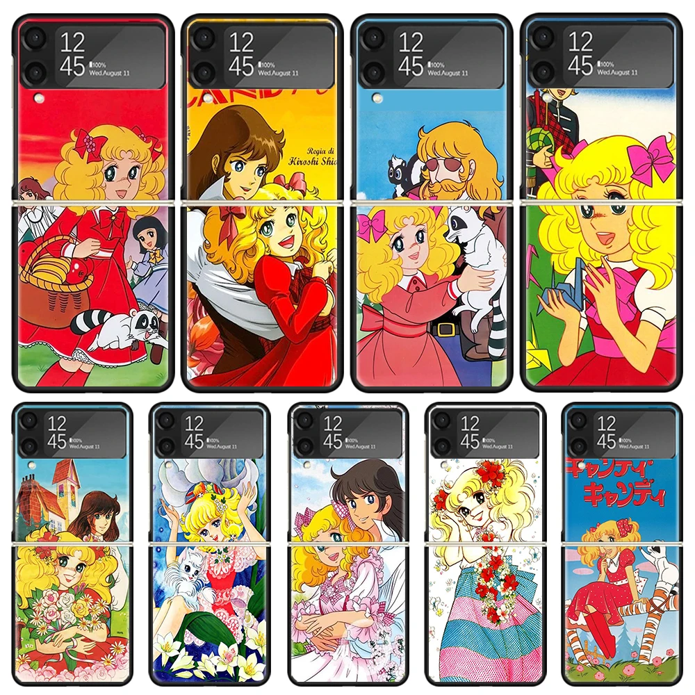 Fundas de teléfono negras de Anime Candy 90s para Samsung Z Flip 7 6 5 4 3 Galaxy de lujo ZFlip7 ZFlip6 Flip5 Flip4 Flip3 funda Z Flip