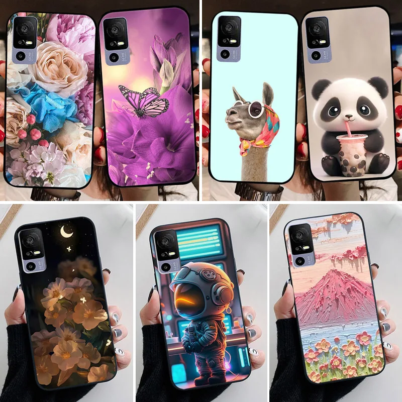 Funda de silicona suave para teléfono, carcasa a prueba de golpes con diseño de Panda encantador, para TCL 40R 5G