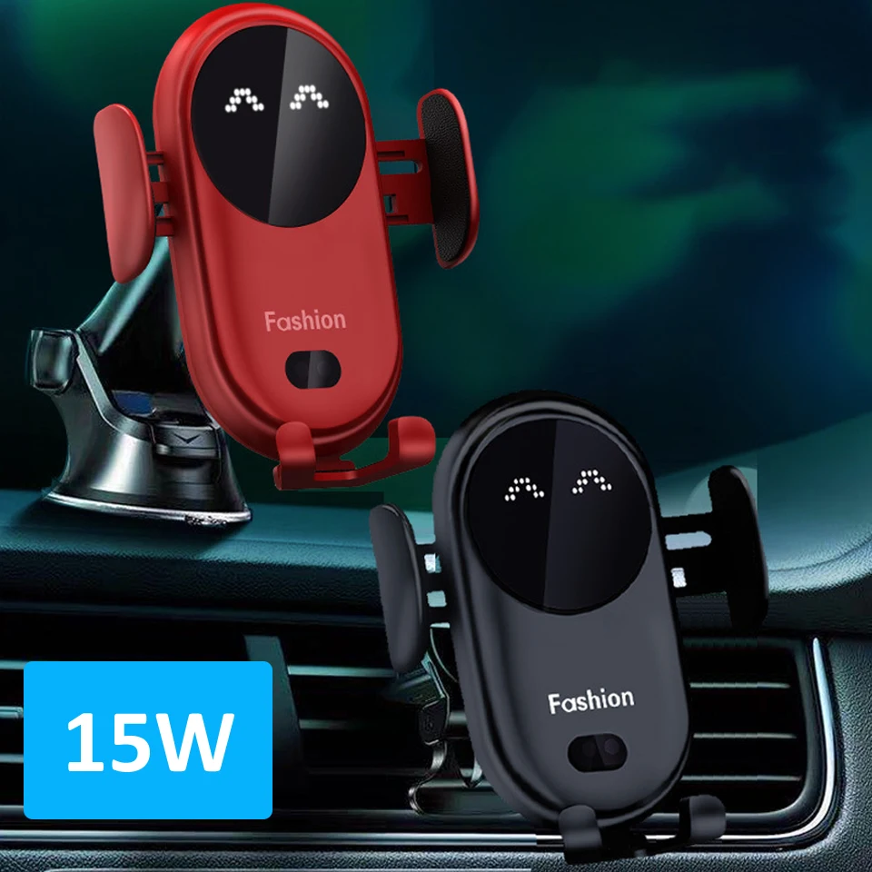Soporte de teléfono para coche, cargador inalámbrico de 15W para iPhone 13, 12Pro Max, 11, 11Pro, X, XR, XSMAX, 8, 7 Plus, infrarrojo inteligente