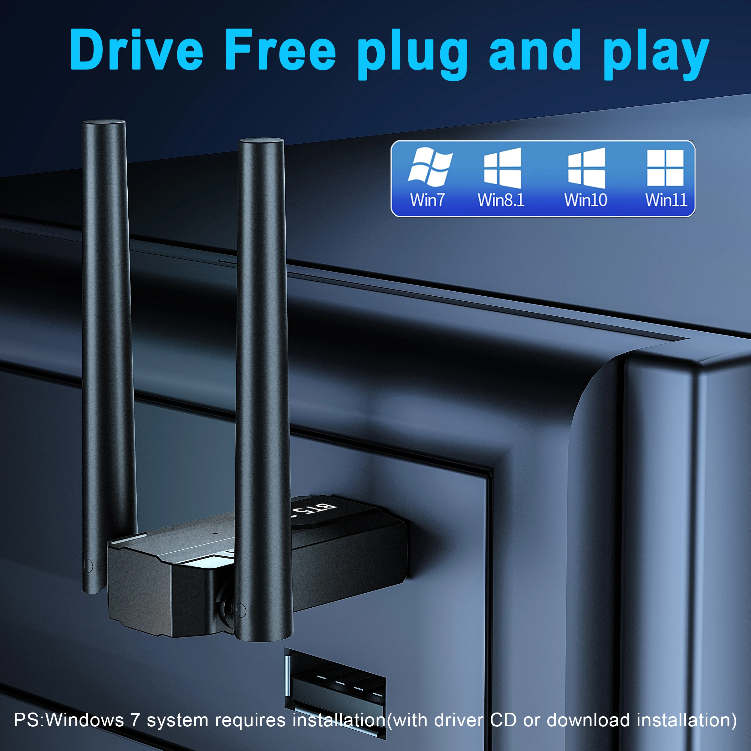 Adaptador USB Bluetooth 5,4 de 150m, Dongle 5,3 para PC, ratón inalámbrico, teclado, música, Audio, receptor Bluetooth, transmisor, controlador gratis - imagen 5