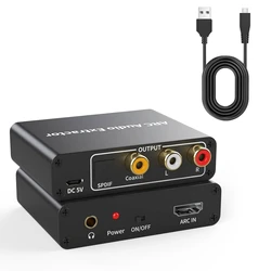 Extractor de Audio HDMI ARC – Convertidor Óptico Coaxial RCA 3,5 mm