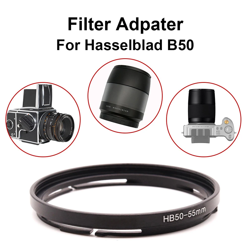 Anillo adaptador de filtro de Metal HB50 para montaje de bayoneta Hasselblad B50 52/ 55/ 58/ 62/ 67/ 72/ 77/ 82mm rosca de filtro