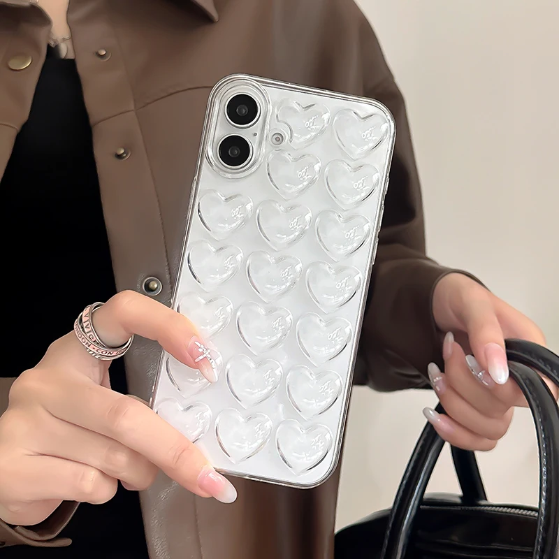 Funda de silicona suave con forma de corazón de amor transparente para iPhone 17 Air 16 15 14 13 12 11 Pro Max 16 Plus - imagen 2