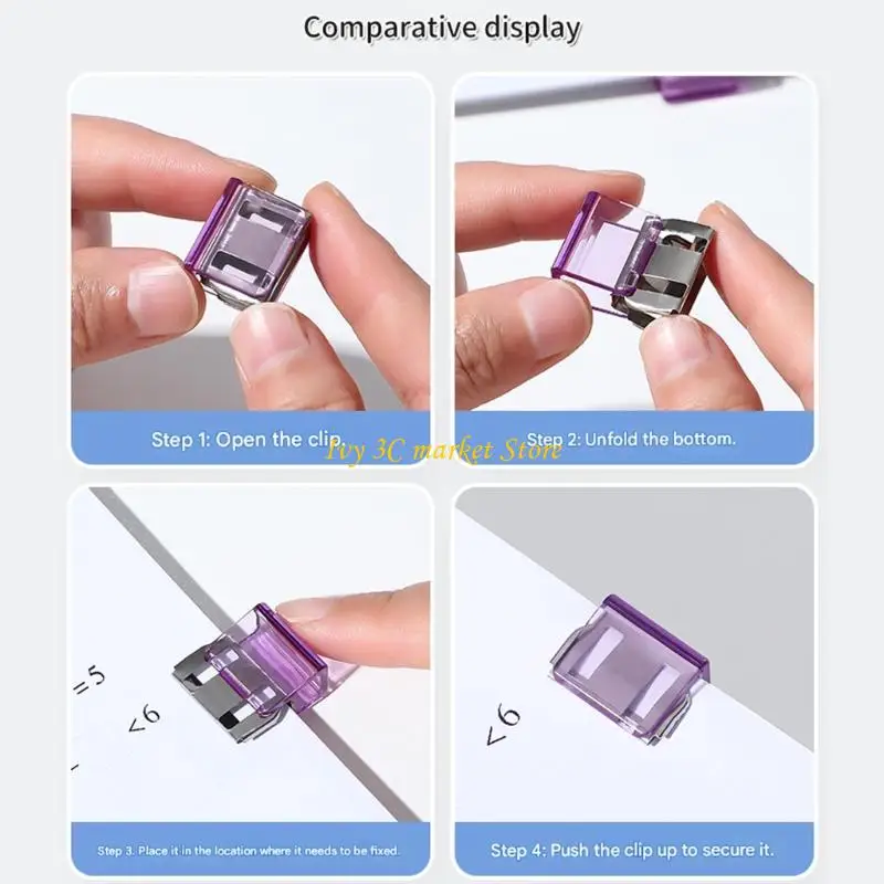 D7YC 20 piezas Clips transparentes color caramelo, Clip plástico para papel, organizador documentos, Clips para - imagen 5