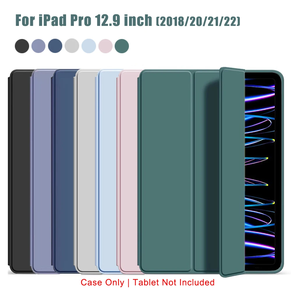 Funda con tapa triple para iPad Pro de 12,9 pulgadas (3a/4a/5a/6a) 2018/2020/2021/2022 funda protectora de cuero PU con soporte magnético