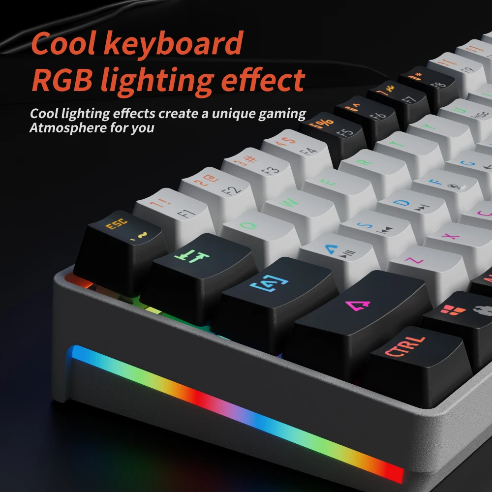 MUCAI MK61 RGB retroiluminado esports teclado mecánico para juegos con eje rojo cable desmontable interfaz USB intercambiable en caliente - imagen 2