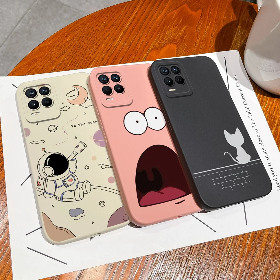 Fundas para Realme 8 Pro 4G, carcasa de silicona líquida suave con patrón de astronauta de dibujos animados, para Realme8 8Pro - imagen 3