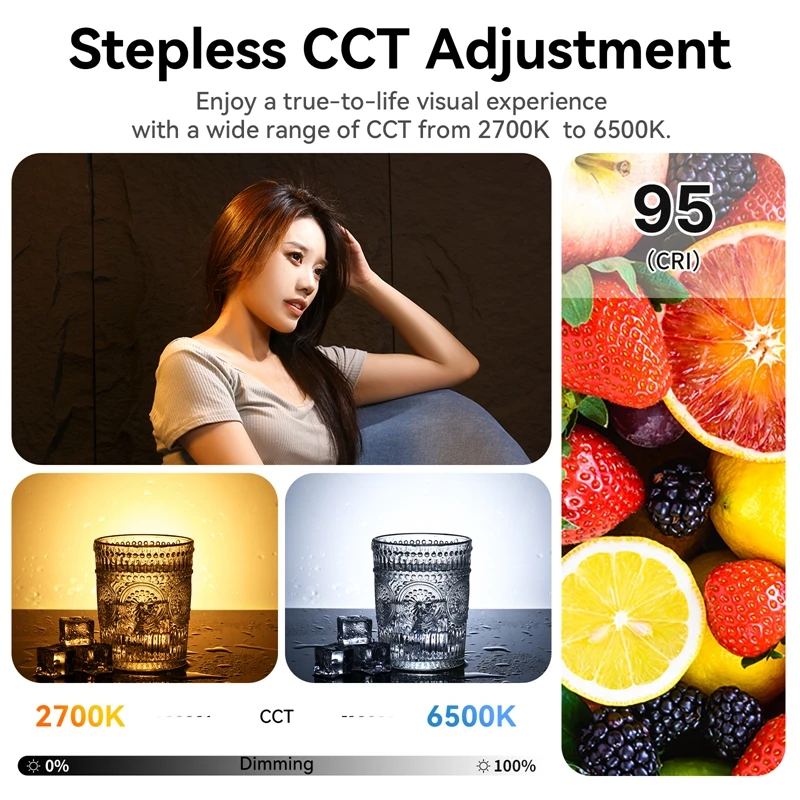 Ulanzi VL-200Bi Luz de vídeo con montaje en V de 200W con control inalámbrico CRI 95+ 2700K-6500K CCT para fotografía de transmisión en vivo Luz COB - imagen 5