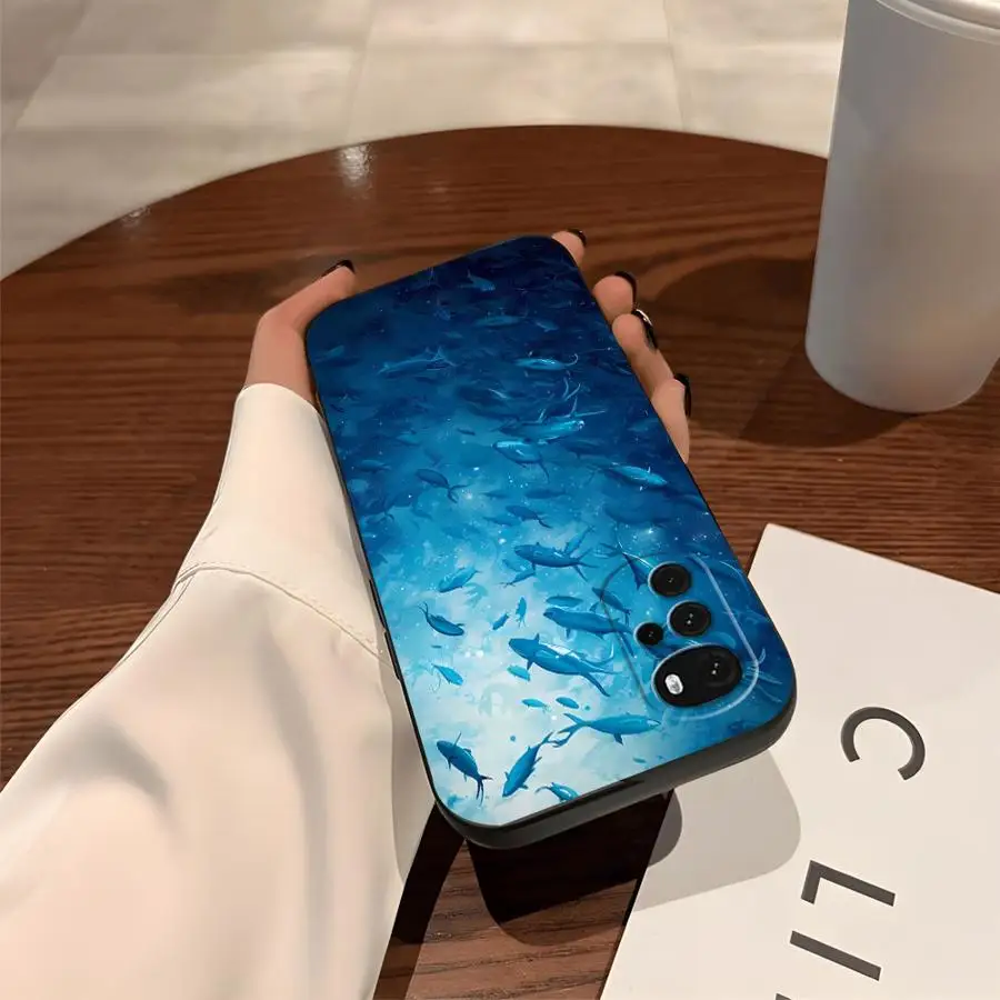 Funda de medusas marinas para Motorola Mot Edge 20 Pro 30 Lite G32 G22 Edge40 G53 G30 G60 G52 G51 G73 G50 G60s G71 teléfono suave negro - imagen 5