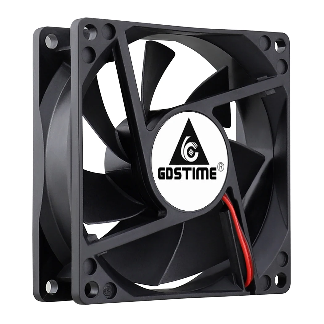 Gdstime DC 5V 12V 24V 48V 80x80x25mm ventilador enfriador de energía de computadora 8025 80MM caja de PC CPU ventilador Axial sin escobillas ventilador de refrigeración de doble bola - imagen 2