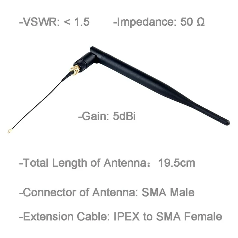 2 uds 868MHz 915MHz Lora antena 5Dbi ganancia SMA macho + Cable de extensión de 15cm IPX1 a Cable hembra SMA - imagen 3
