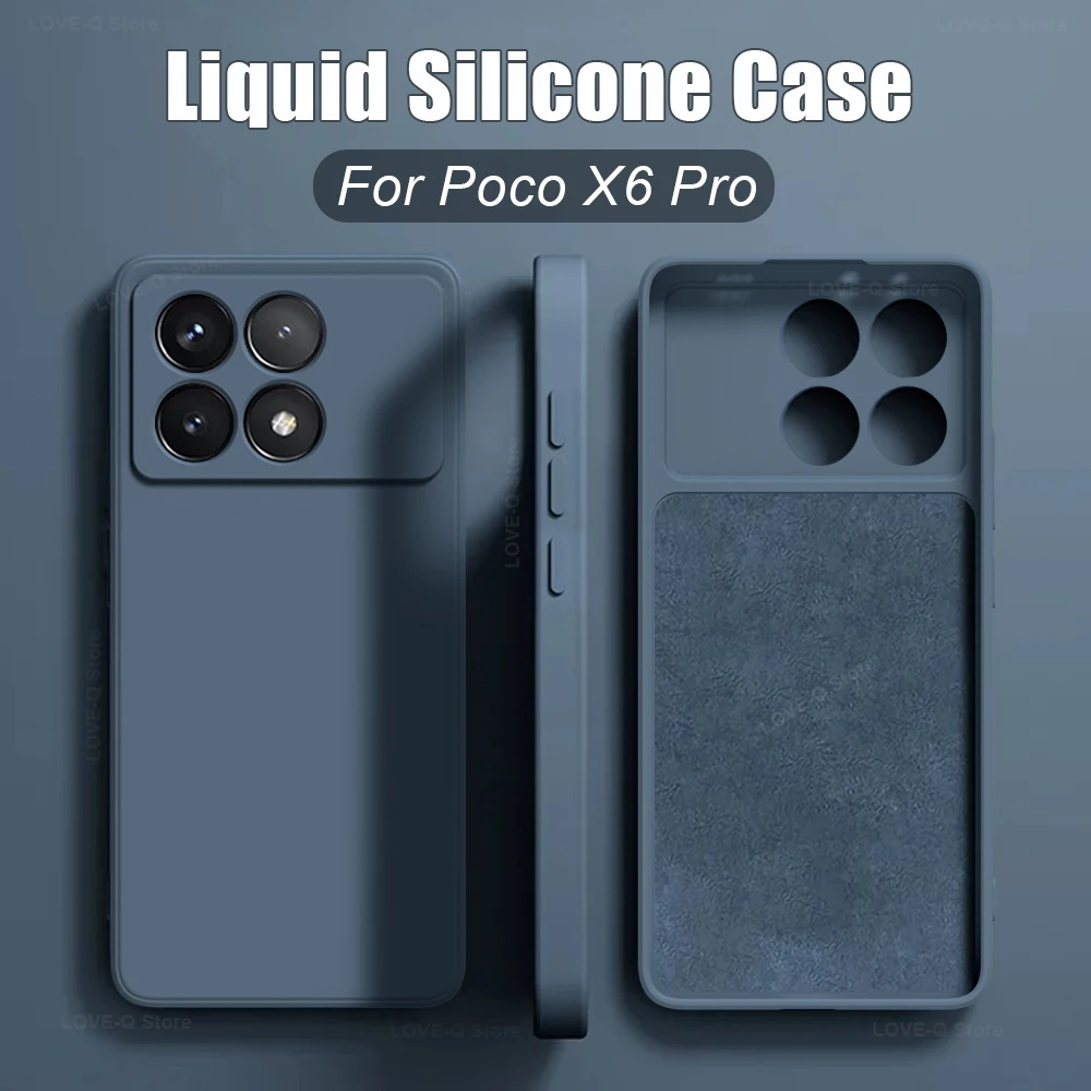 Funda de silicona líquida a prueba de golpes para teléfono, carcasa suave de TPU, para Xiaomi Poco X6 Pro, Poco X 6 Pro, Pocox6 Pro, 5G