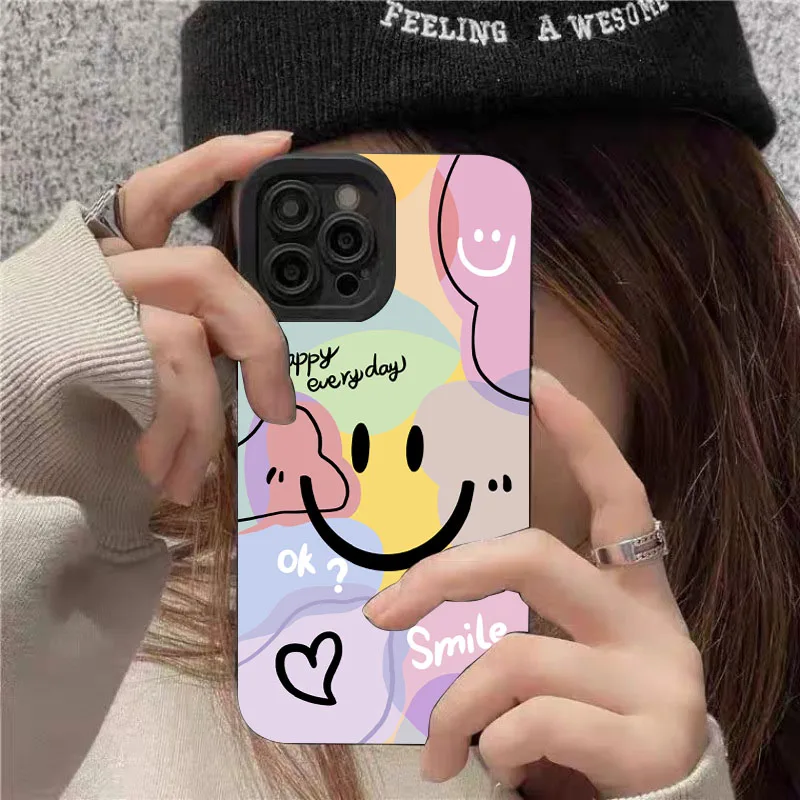 Funda de teléfono para iPhone 17 16 15 14 13 12 11 Pro Max Plus Mini XS X XR 16e lindo sonrisa amor corazón diseño caramelo funda de silicona suave - imagen 4
