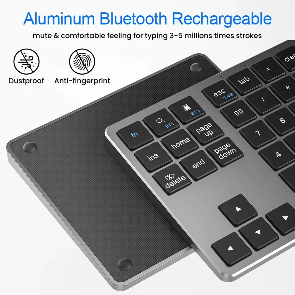 Teclado Digital inalámbrico Bluetooth 2,4G, teclado numérico inalámbrico, teclado numérico recargable de 35 teclas para IOS Android Window PC - imagen 4